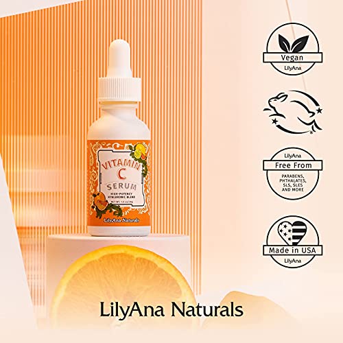 LilyAna Naturals Vitamin C Serum for Face - Made in USA, Face Serum with Hyal...