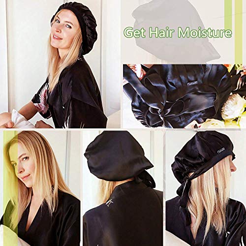 LilySilk 100% Mulberry Silk Bonnet, 19 Momme Silk Night Sleep Cap Adjustable ...
