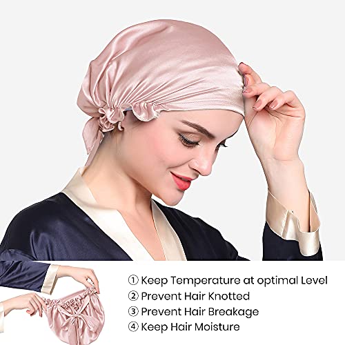 LilySilk Silk Sleeping Cap for Hair Stretchy -Night Cap- for Women 100 Real S...