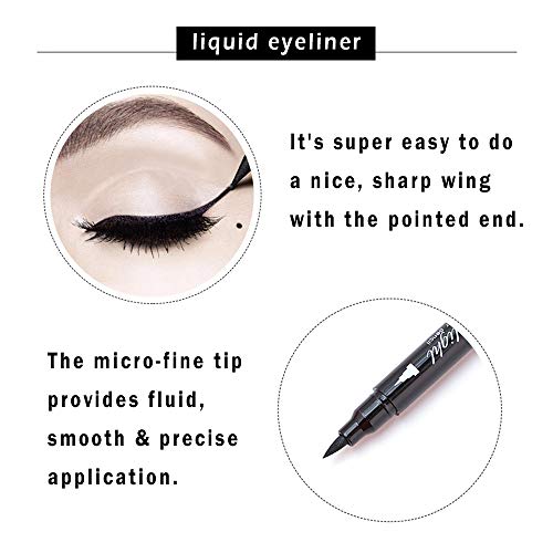 Black Liquid Eyeliner & Stamp Set - 4 PCs Winged Eyeliners and 4 Shapes Stamp...