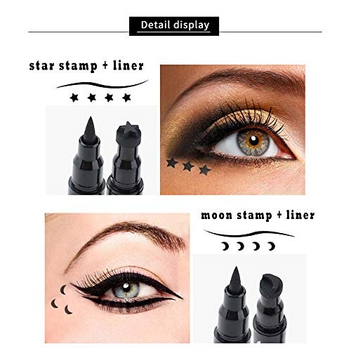 Black Liquid Eyeliner & Stamp Set - 4 PCs Winged Eyeliners and 4 Shapes Stamp...