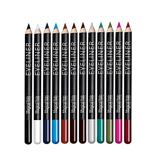 Eye Liner Pencil Set - 12 Assorted Colors Natural Matte Long Lasting Hypoalle...