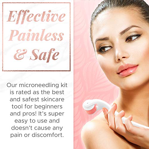 Derma Roller Microneedling Kit for Face 0.30mm - Complete Skin Set with Vitam...