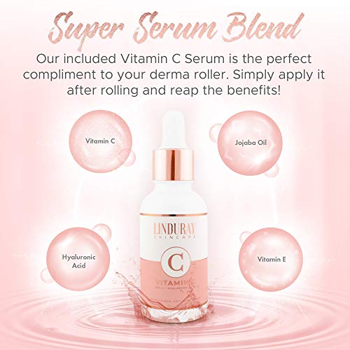 Derma Roller Microneedling Kit for Face 0.30mm - Complete Skin Set with Vitam...