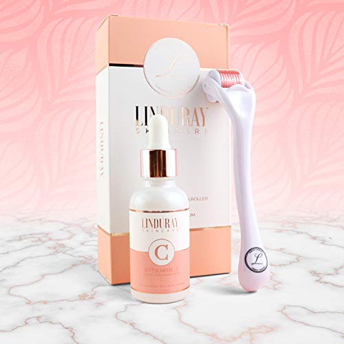 Derma Roller Microneedling Kit for Face 0.30mm - Complete Skin Set with Vitam...