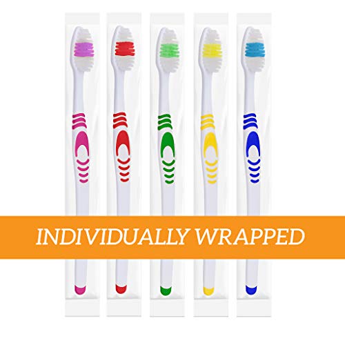 25 Bulk Toothbrushes | Individually Wrapped | Manual Disposable Travel Toothb...