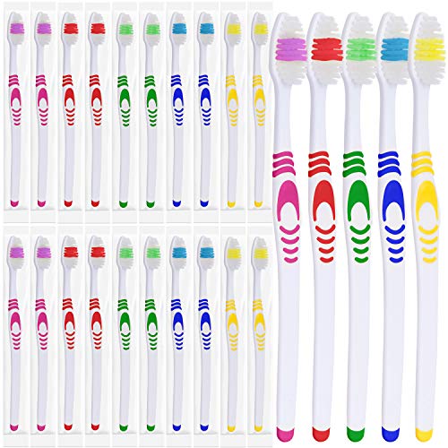 25 Bulk Toothbrushes | Individually Wrapped | Manual Disposable Travel Toothb...