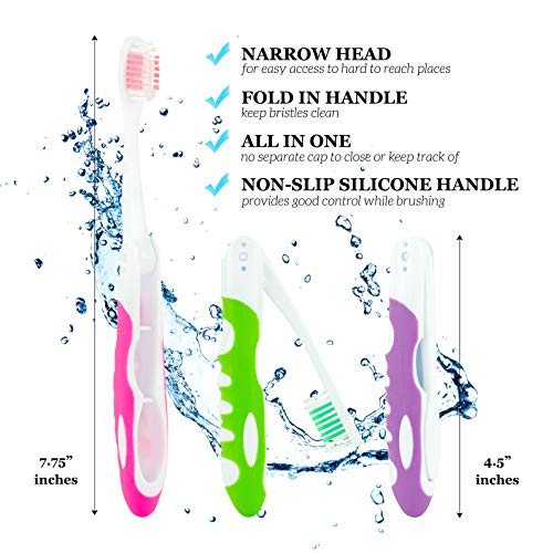 Travel Toothbrush, Portable Toothbrush Built in Cover, Travel Size Toothbrush...