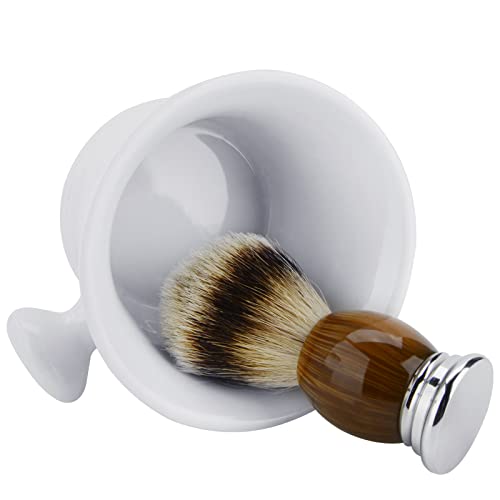 Linkidea Ceramic Shaving Mug with Knob Handle, Deep Size Wet Shaving Cup, Raz...