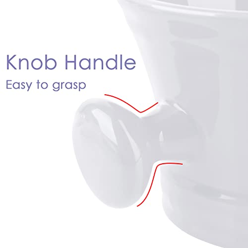 Linkidea Ceramic Shaving Mug with Knob Handle, Deep Size Wet Shaving Cup, Raz...