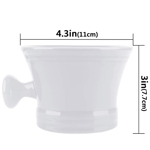 Linkidea Ceramic Shaving Mug with Knob Handle, Deep Size Wet Shaving Cup, Raz...