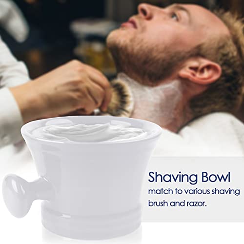 Linkidea Ceramic Shaving Mug with Knob Handle, Deep Size Wet Shaving Cup, Raz...