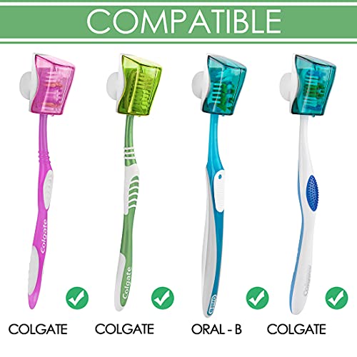Linkidea Travel Toothbrush Head Covers with Suction Cup Portable Wall Mount T...