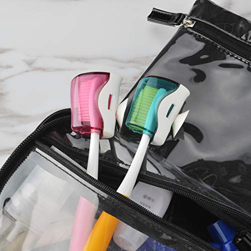 Linkidea Travel Toothbrush Head Covers with Suction Cup Portable Wall Mount T...