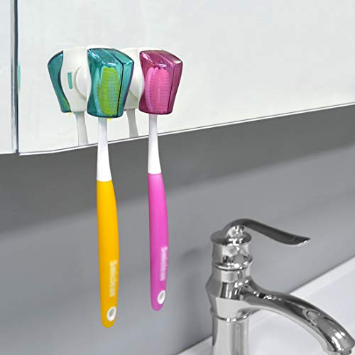Linkidea Travel Toothbrush Head Covers with Suction Cup Portable Wall Mount T...