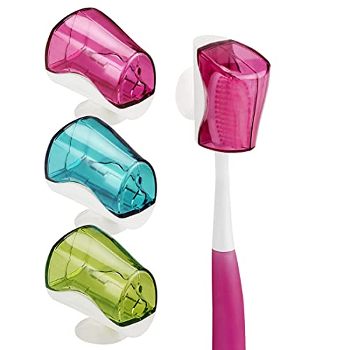 Linkidea Travel Toothbrush Head Covers with Suction Cup Portable Wall Mount T...