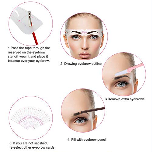 Eyebrow Stencil, 24 Eyebrow Shaper Kit, Reusable Eyebrow Template With Strap,...