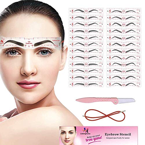 Eyebrow Stencil, 24 Eyebrow Shaper Kit, Reusable Eyebrow Template With Strap,...