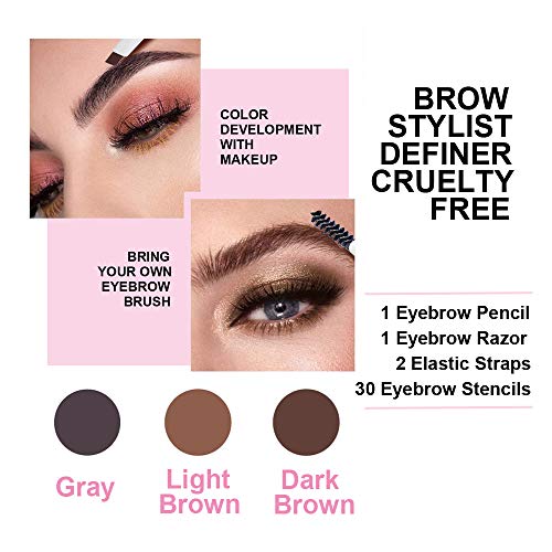 Eyebrow Stencil & Eyebrow Pencil, 30 Eyebrow Shaper Kit, Reusable Eyebrow Tem...