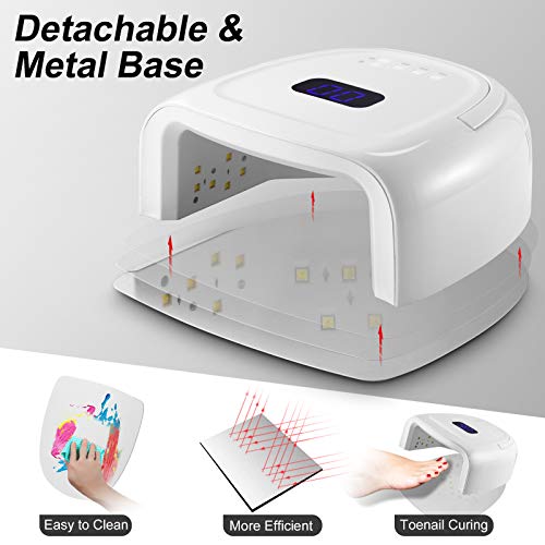 60W Rechargeable UV LED Nail Lamp, Faster Wireless Nail Dryer Gel Polish Ligh...