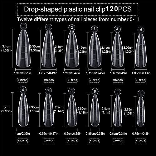 Nail Dual Forms for Polygel,120Pcs Stiletto Shape Extension Gel Nail Molds Cl...