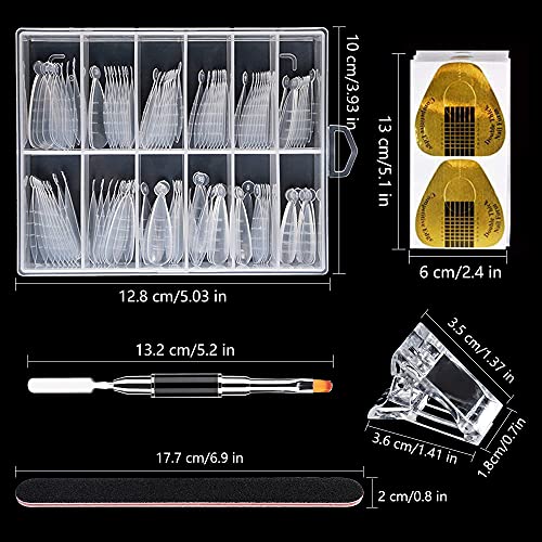 Nail Dual Forms for Polygel,120Pcs Stiletto Shape Extension Gel Nail Molds Cl...