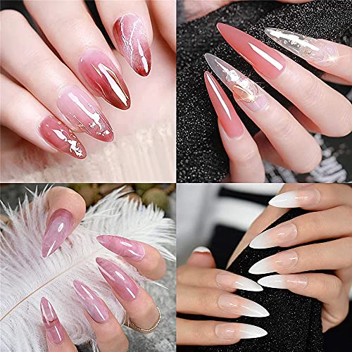 Nail Dual Forms for Polygel,120Pcs Stiletto Shape Extension Gel Nail Molds Cl...