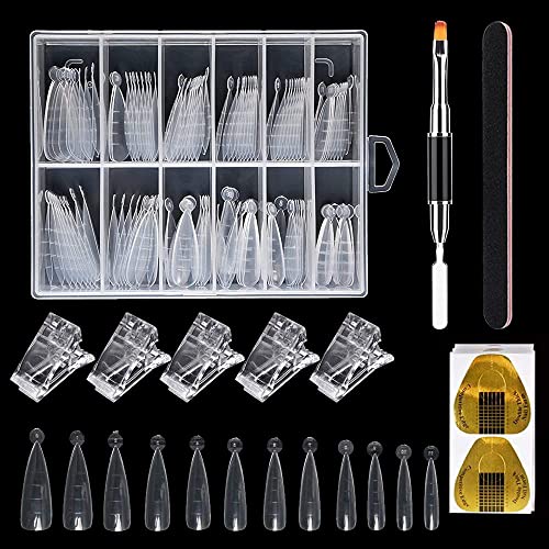 Nail Dual Forms for Polygel,120Pcs Stiletto Shape Extension Gel Nail Molds Cl...