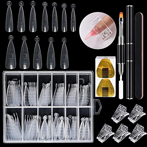Nail Dual Forms for Polygel,120Pcs Stiletto Shape Extension Gel Nail Molds Cl...