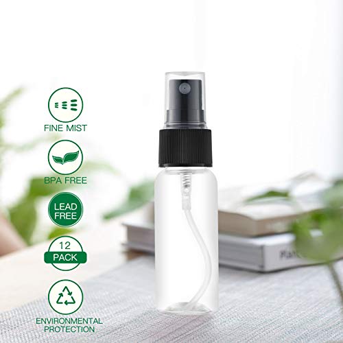 Lisapack 1oz Small Plastic Spray Bottle (12 Pack) Empty Mini Fine Mist Travel...