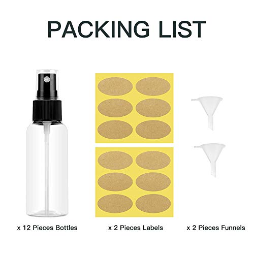 Lisapack 1oz Small Plastic Spray Bottle (12 Pack) Empty Mini Fine Mist Travel...