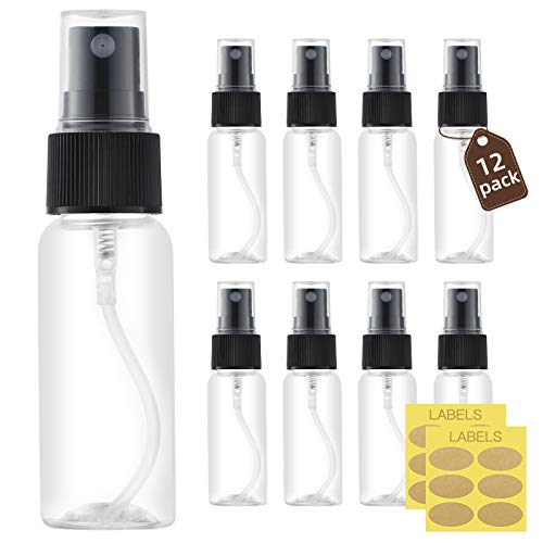Lisapack 1oz Small Plastic Spray Bottle (12 Pack) Empty Mini Fine Mist Travel...