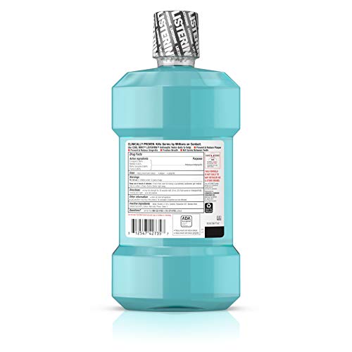 Listerine Cool Mint Antiseptic Mouthwash to Kill 99% of Germs That Cause Bad ...