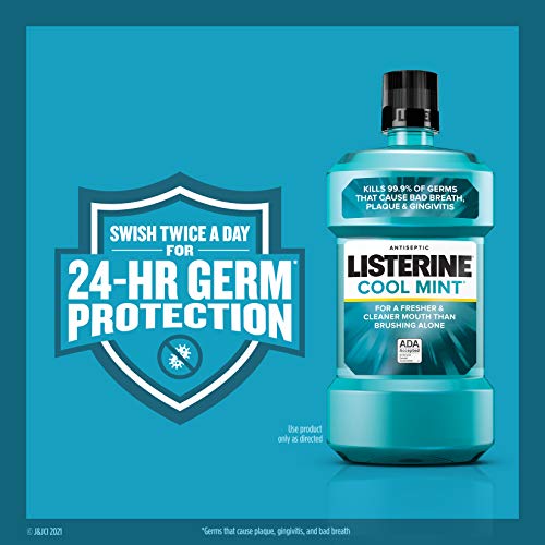 Listerine, Cool Mint Antiseptic Oral Care Mouthwash to Kill 99 Germs That Cau...