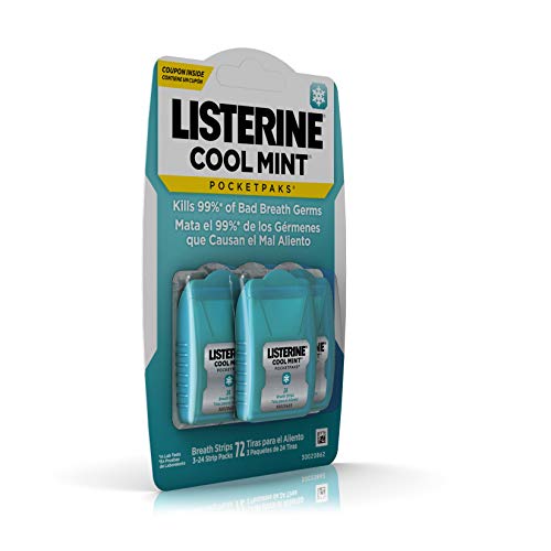 Listerine Cool Mint Pocketpaks Breath Strips Kills Bad Breath Germs, 24-Strip...