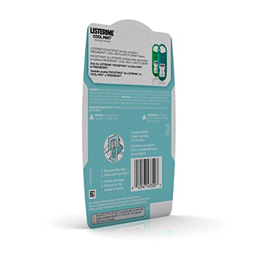 Listerine Cool Mint Pocketpaks Breath Strips Kills Bad Breath Germs, 24-Strip...