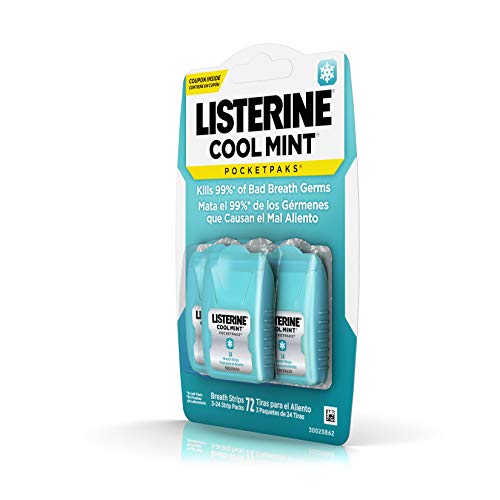 Listerine Cool Mint Pocketpaks Breath Strips Kills Bad Breath Germs, 24-Strip...