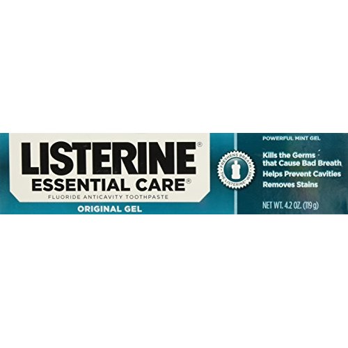 Listerine Essential Care Fluoride Toothpaste Gel-Mint-4.2 oz, 2 pk