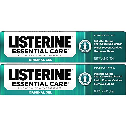 Listerine Essential Care Toothpaste, Powerful Mint Gel, 4.2-Ounce Tubes (Pack...