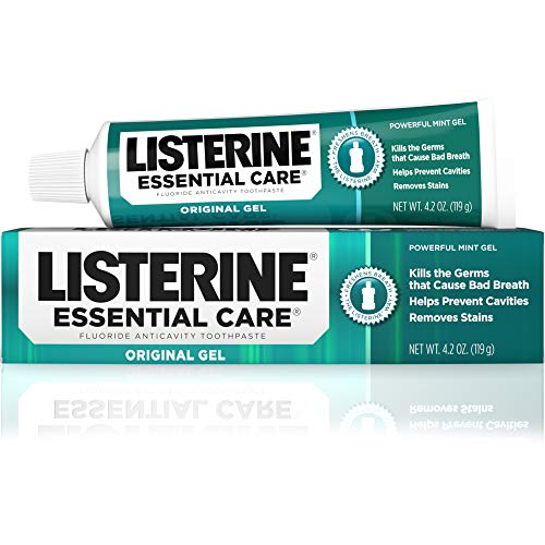Listerine Essential Care Toothpaste, Powerful Mint Gel, 4.2-Ounce Tubes (Pack...