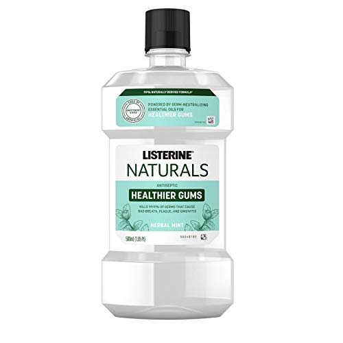 Listerine Naturals Healthier Gums Antiseptic Mouthwash, Fluoride-Free Oral Ri...