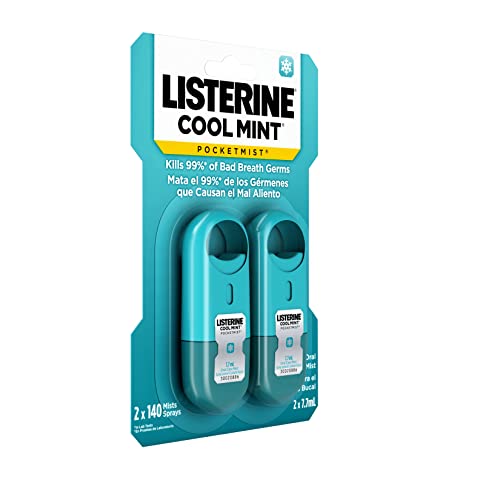 Listerine Pocketmist Cool Mint Oral Care Mist to Get Rid of Bad Breath, 2 Pac...