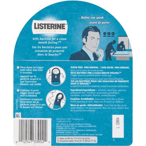 Listerine Pocketmist Cool Mint Oral Care Mist to Get Rid Of Bad Breath, 2 Pack