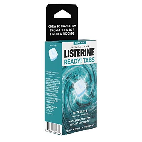 Listerine Ready! Tabs Chewable Tablets with Clean Mint Flavor, 24 Count