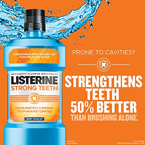 Listerine Strong Teeth Fluoride Anticavity Mouthwash, Teeth Strengthening Ora...