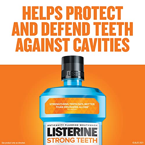 Listerine Strong Teeth Fluoride Anticavity Mouthwash, Teeth Strengthening Ora...