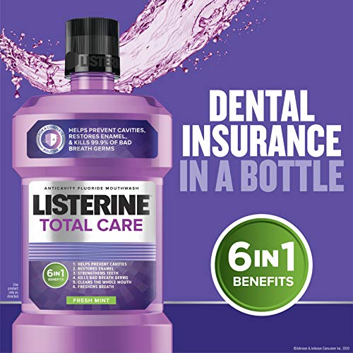 Listerine Total Care Anticavity Fluoride Mouthwash, 6 Benefit Oral Rinse Help...