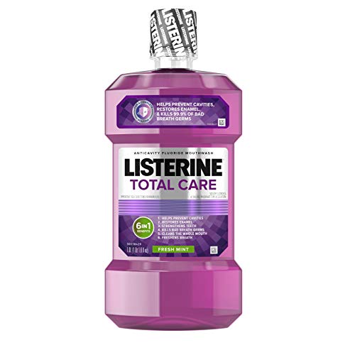Listerine Total Care Anticavity Fluoride Mouthwash, 6 Benefit Oral Rinse Help...