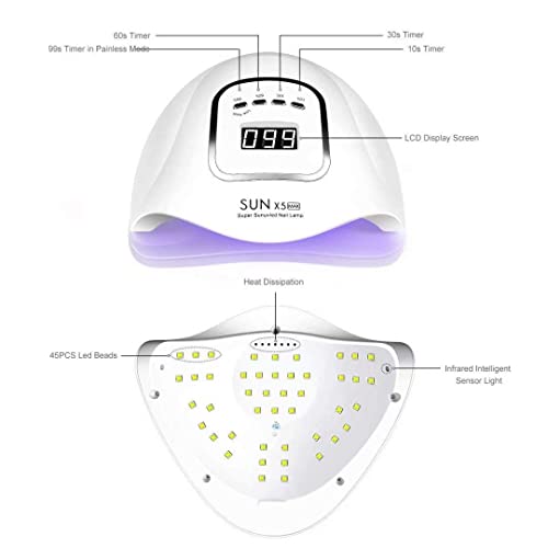 UV Gel Nail Lamp,150W UV Nail Dryer LED Light for Gel Polish-4 Timers Profess...