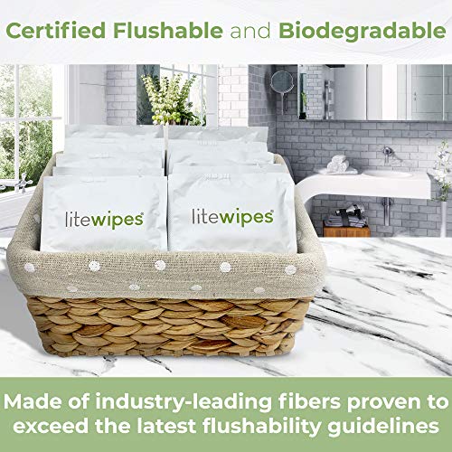 Litewipes Individual Flushable Wipes for Adults, Unscented with Aloe & Hypoal...